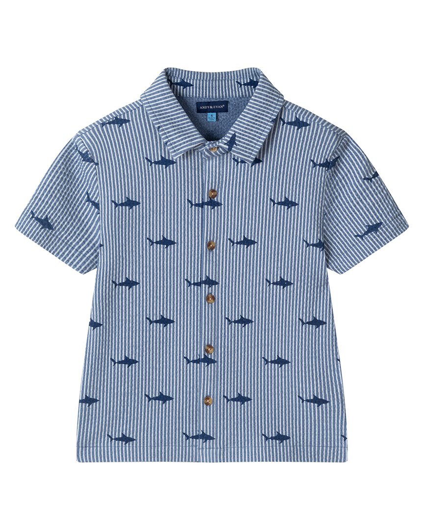 Andy & Evan 2Pc Stripe Shark Shirt & Pant Set