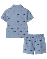 Andy & Evan 2Pc Stripe Shark Shirt & Pant Set