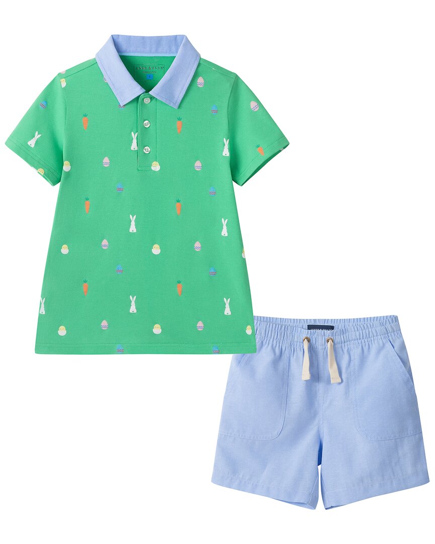 Andy & Evan Pique Polo And Shorts Set