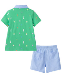 Andy & Evan Pique Polo And Shorts Set