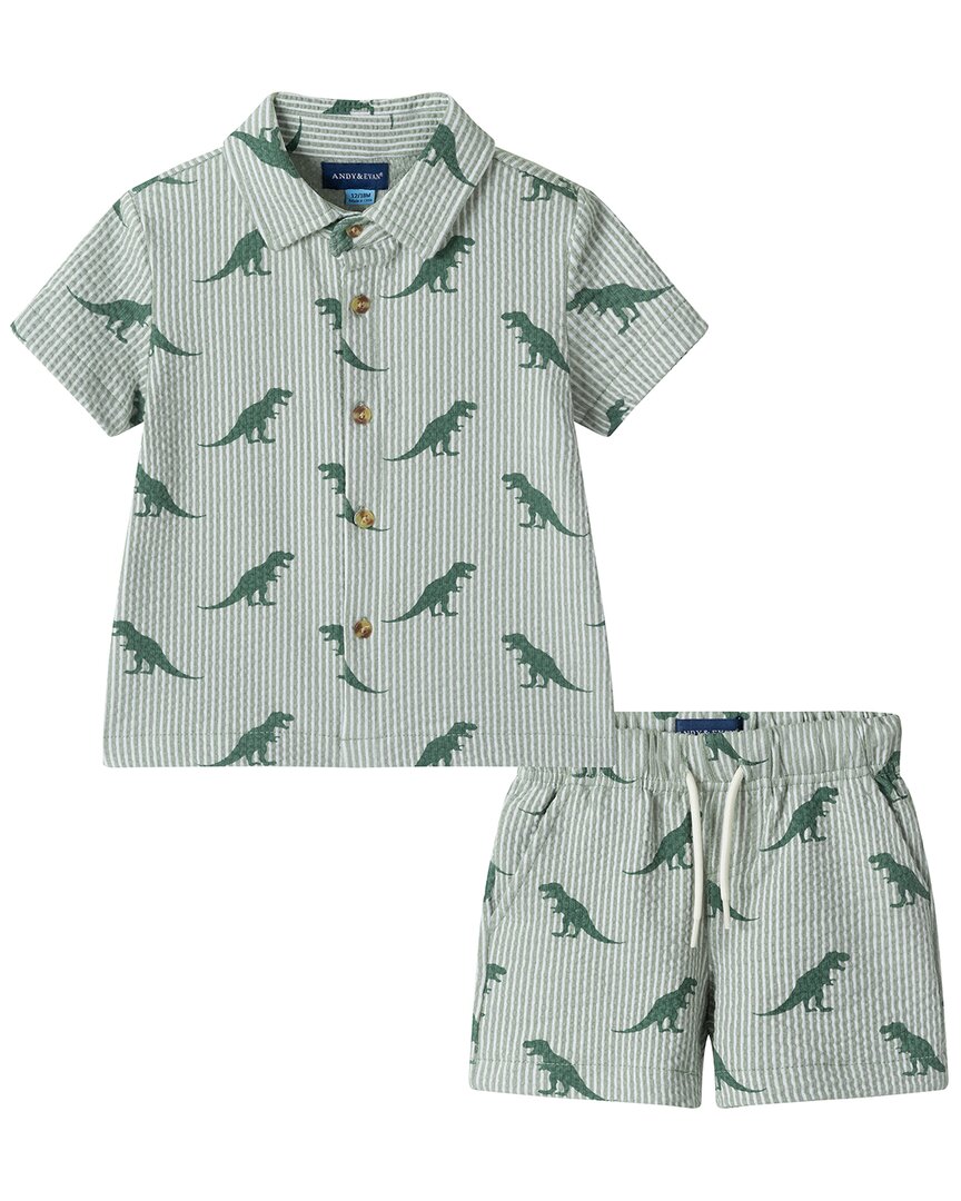Andy & Evan 2Pc Dino Shirt & Short Set