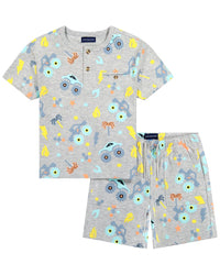Andy & Evan 2Pc Printed Henley Shirt & Short Set