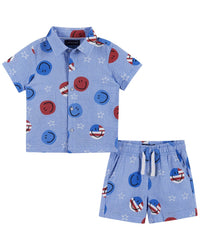 Andy & Evan 2Pc Seersucker Shirt & Short Set