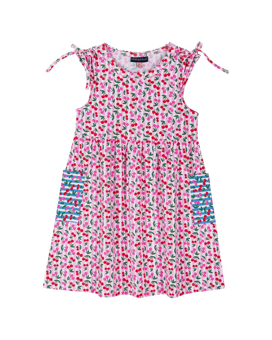 Andy & Evan Cherry Print Blocked Dress