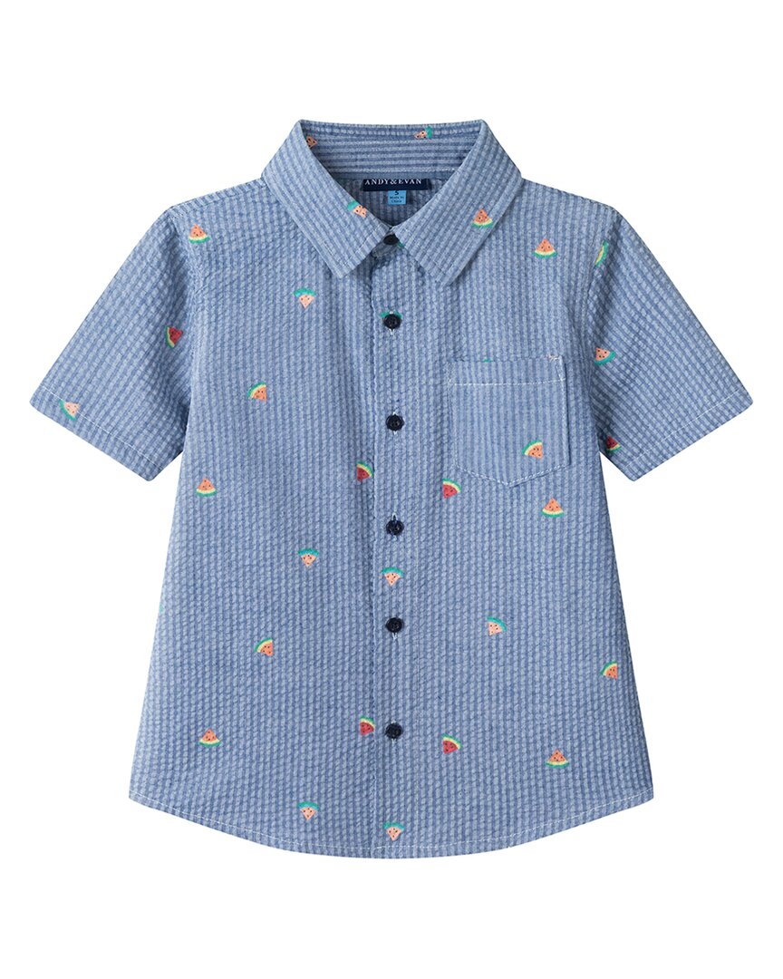 Andy & Evan Watermelon Seersucker Shirt