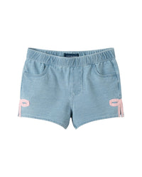 Andy & Evan Bow Hem Knit Denim Short