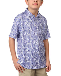 Tailorbyrd Stenciled Leaves Printed Performance Polo Shirt