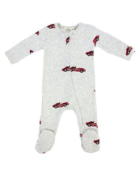 Oh Baby! Racecars Print Zipper Footie