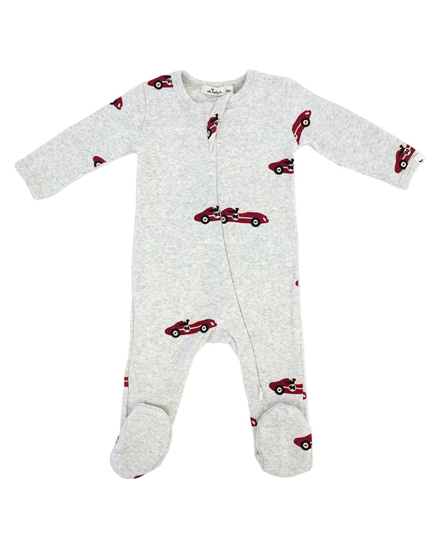 Oh Baby! Racecars Print Zipper Footie