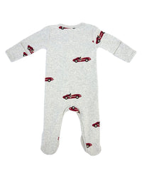 Oh Baby! Racecars Print Zipper Footie