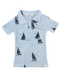 Oh Baby! Sailboat Print Terry Polo Shirt