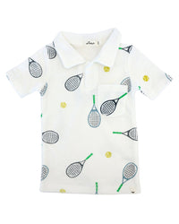 Oh Baby! Tennis Print Terry Polo Shirt