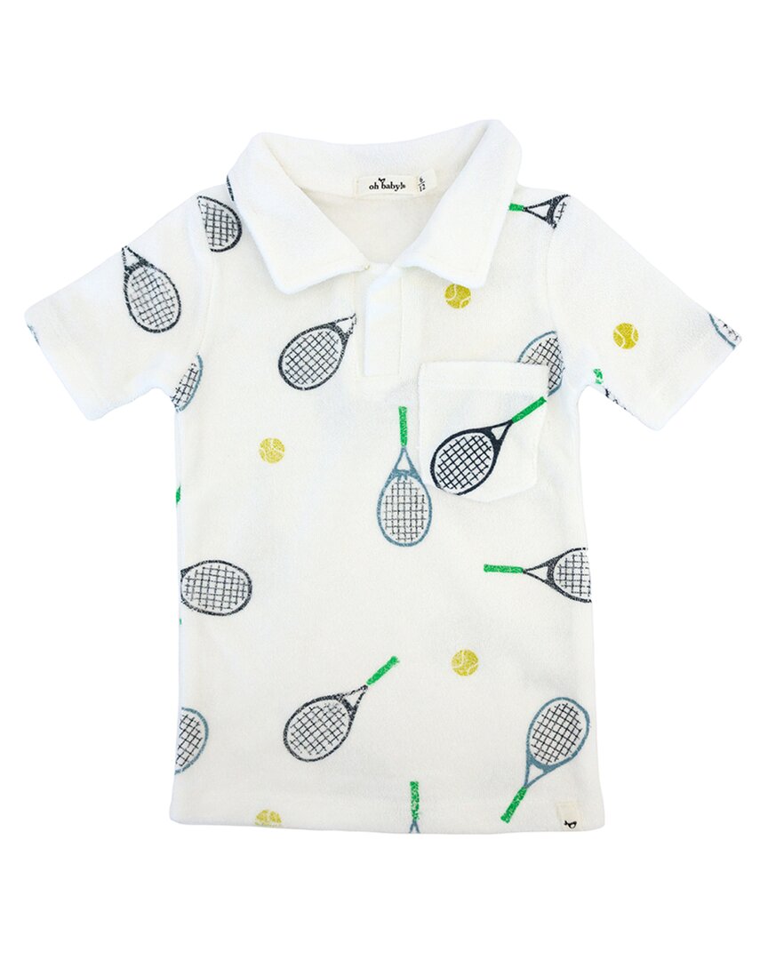 Oh Baby! Tennis Print Terry Polo Shirt