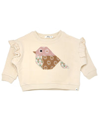 Oh Baby! Quilted Bird Applique Millie Slouch Sweater