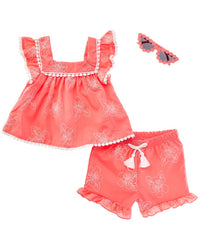 Rachel Zoe 3Pc Top, Short, & Glasses Set