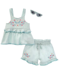 Rachel Zoe 3Pc Top, Short, & Glasses Set