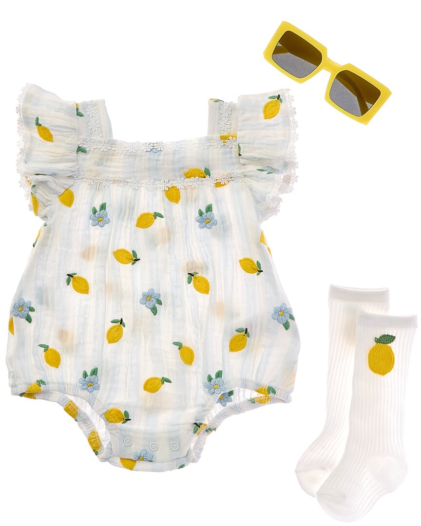 Rachel Zoe 3Pc Romper, Socks, & Glasses Set