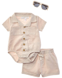 Rachel Zoe 3Pc Knit Romper & Short Set
