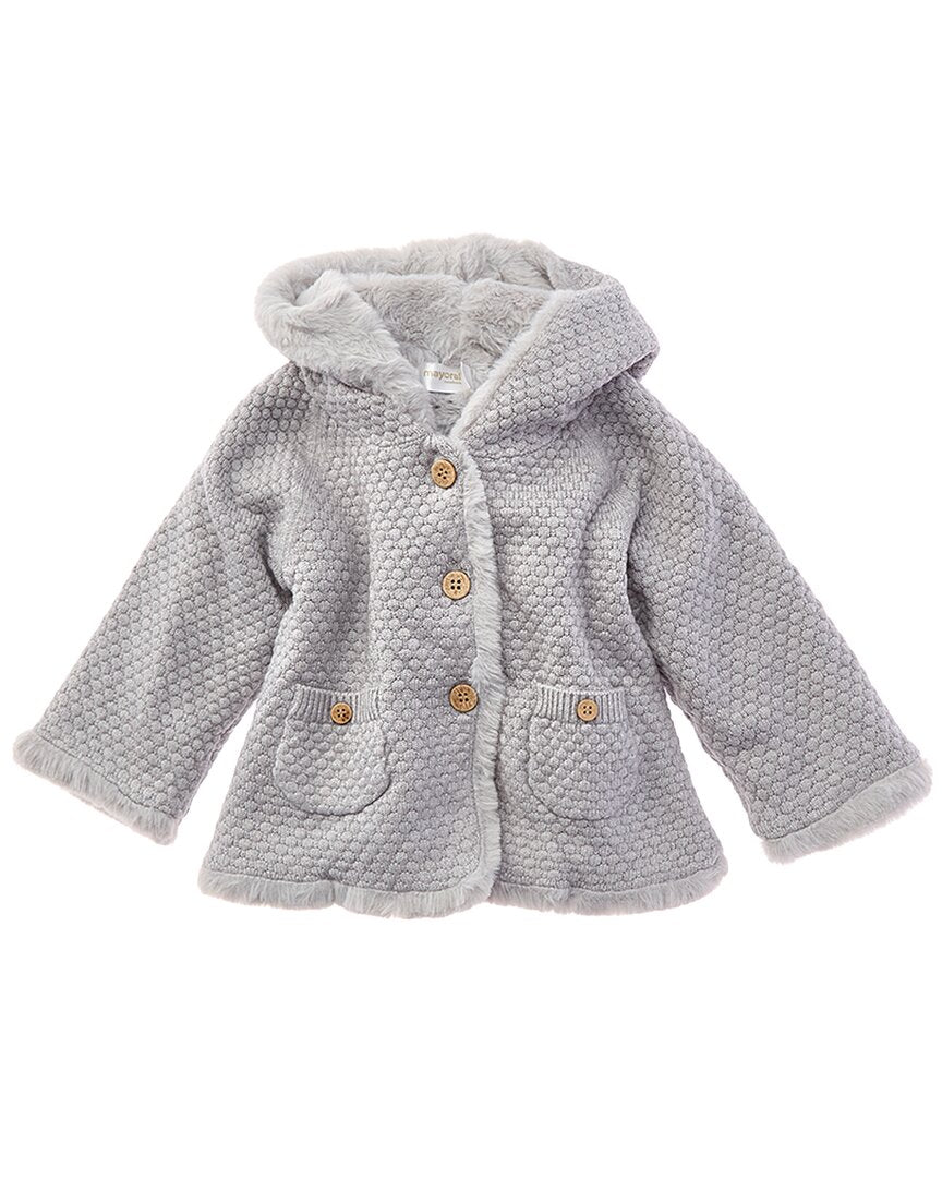 Mayoral Mayoral Newborn Knit Faux Fur Jacket