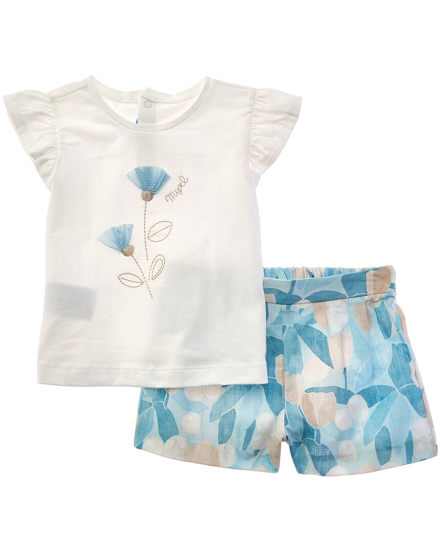Mayoral Mayoral 2Pc Floral Short & Baby T-Shirt Set