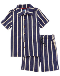 Andy & Evan 2-Piece Stripe Palm Buttondown Set