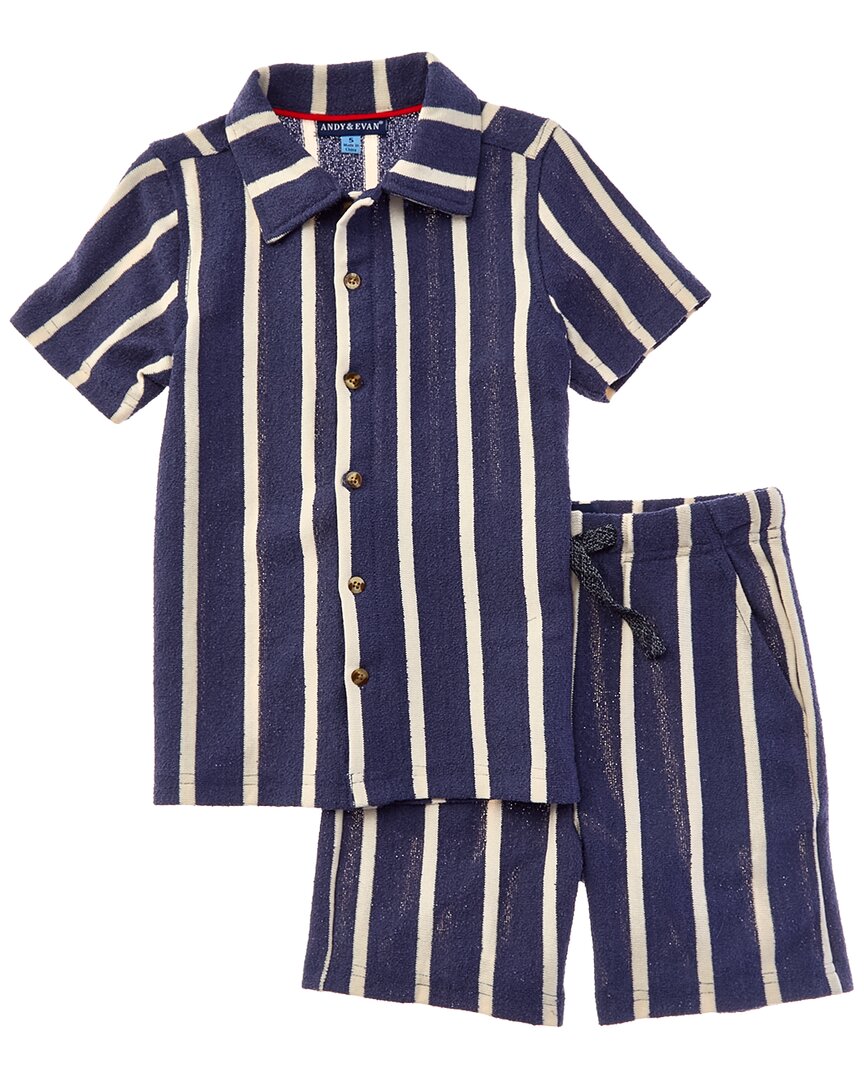 Andy & Evan 2-Piece Stripe Palm Buttondown Set