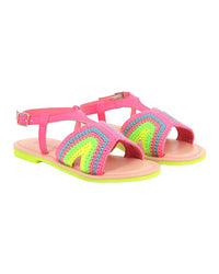 Billieblush Color Block Crochet Leather Sandal