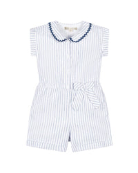 Hope & Henry Collared Button Front Linen-Blend Romper