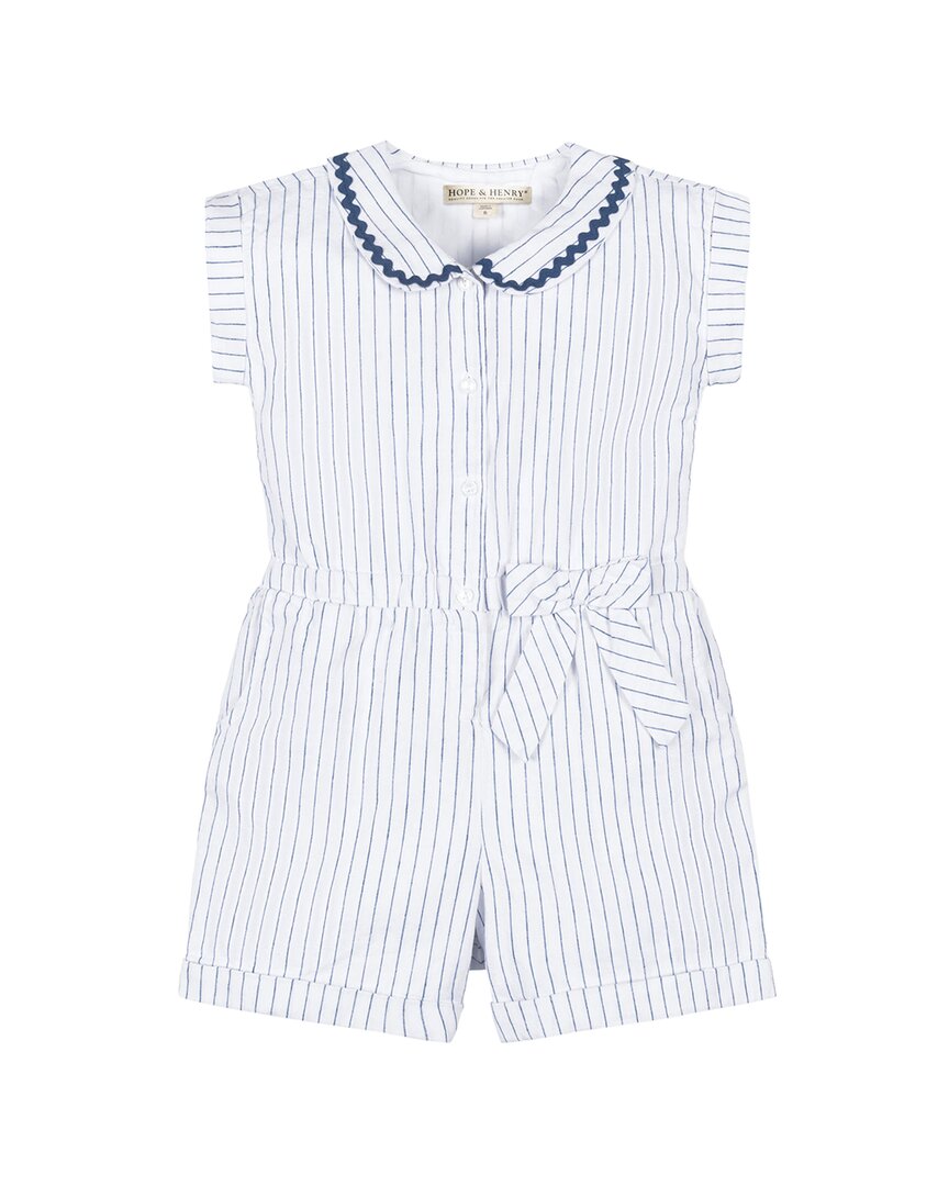 Hope & Henry Collared Button Front Linen-Blend Romper
