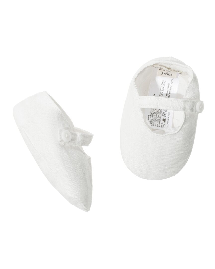 Hope & Henry Button Front Linen-Blend Slipper Bootie