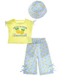 Freestyle 3Pc Sweet & Sour Seersucker Capri Set