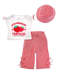 Freestyle 3Pc Strawberry Festival Seersucker Capri Set