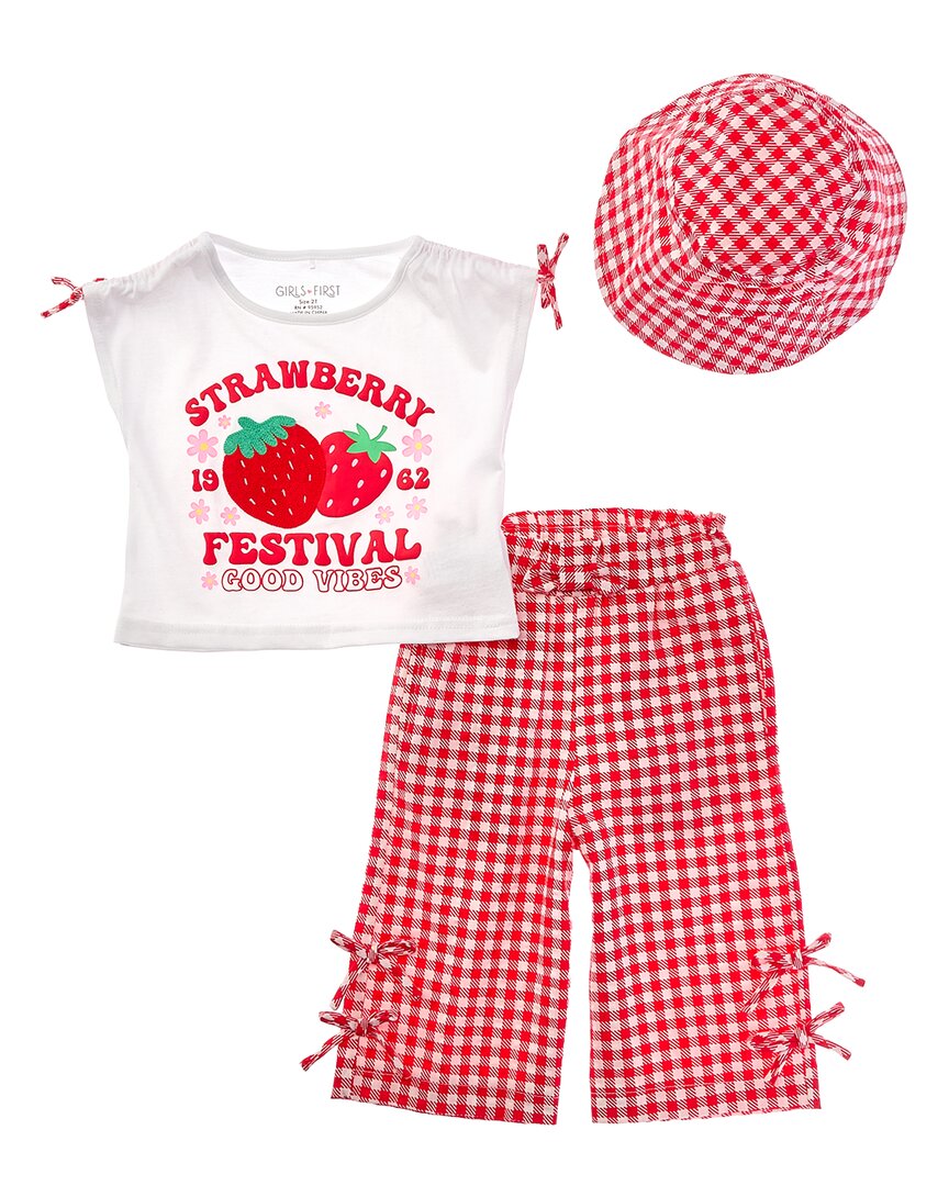 Freestyle 3Pc Strawberry Festival Seersucker Capri Set