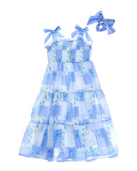 Freestyle Bluebell Chiffon Maxi Dress & Bow Scrunchie