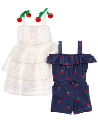 Freestyle 2Pk Cherry Fun Woven Dress & Knit Romper Set