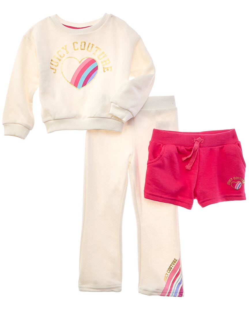 Juicy Couture 3Pc Sweatshirt, Short, & Pant Set