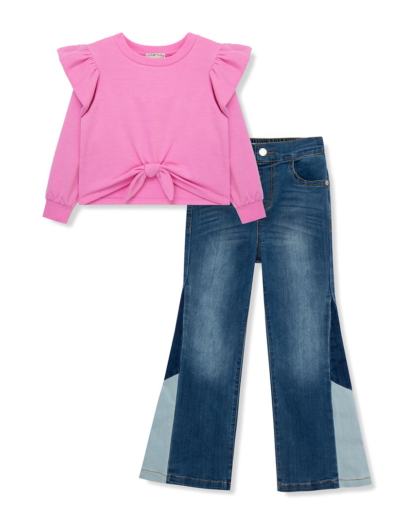 Habitual Knit Top & Patchwork Denim Set