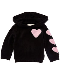 Chaser Fuzzy Fleece Knit Semi Cropped Shirred Hoodie