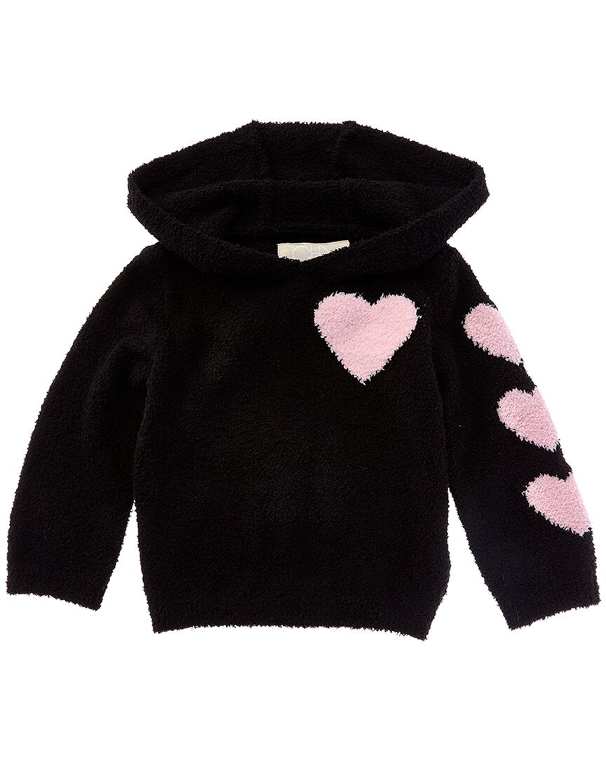 Chaser Fuzzy Fleece Knit Semi Cropped Shirred Hoodie