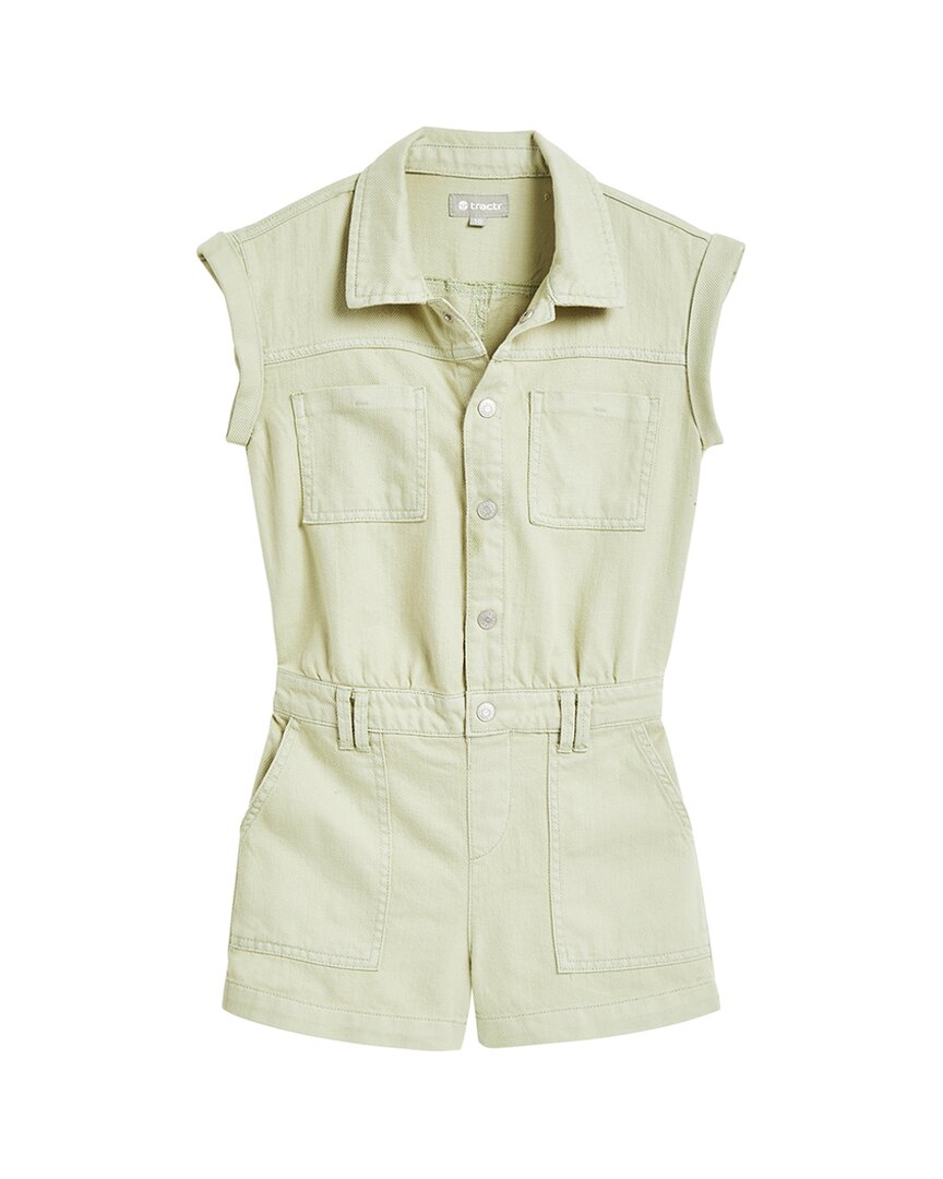 Tractr Jeans Cargo Romper With Patch Pocket