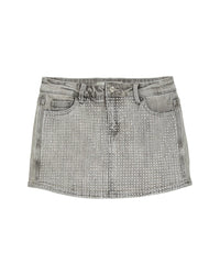 Tractr Jeans Grid Rhinestone Skort
