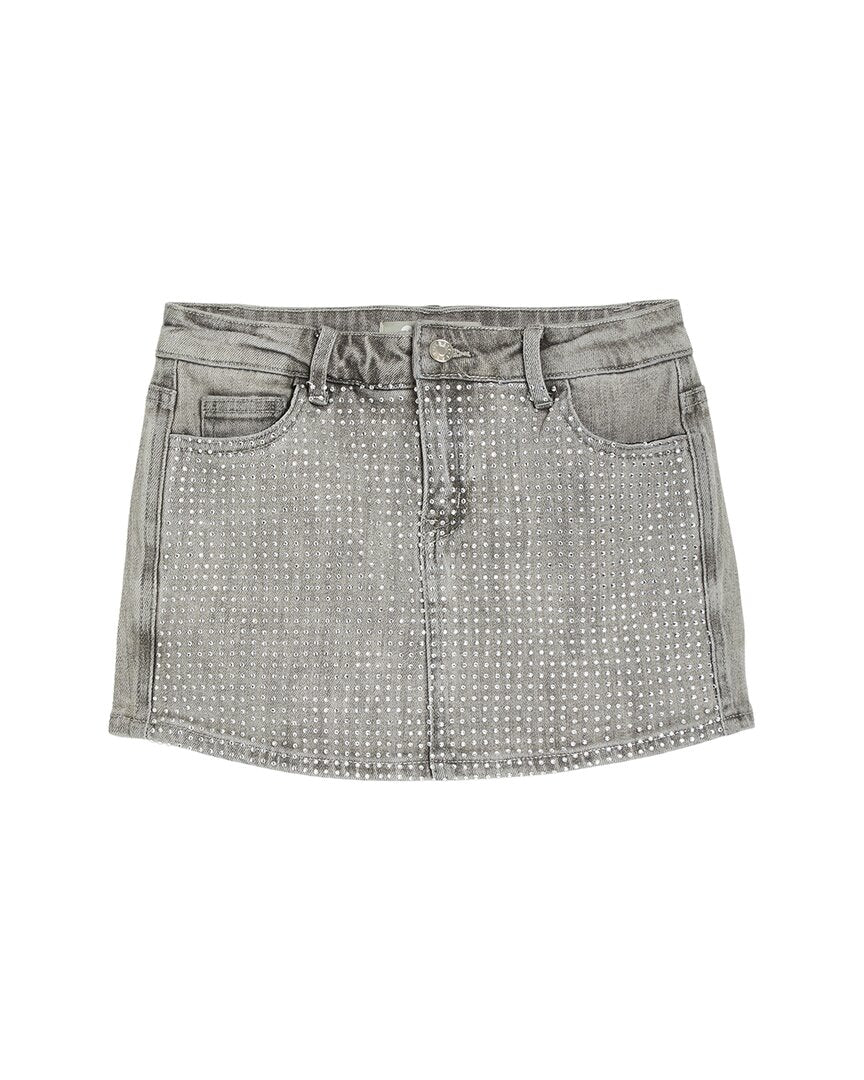 Tractr Jeans Grid Rhinestone Skort