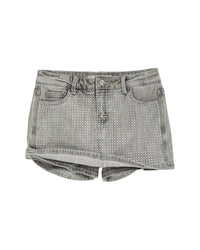 Tractr Jeans Grid Rhinestone Skort