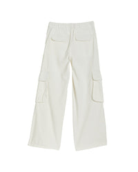 Tractr Jeans Cargo Pocket Pull-On Wide Leg Pant With Drawstring