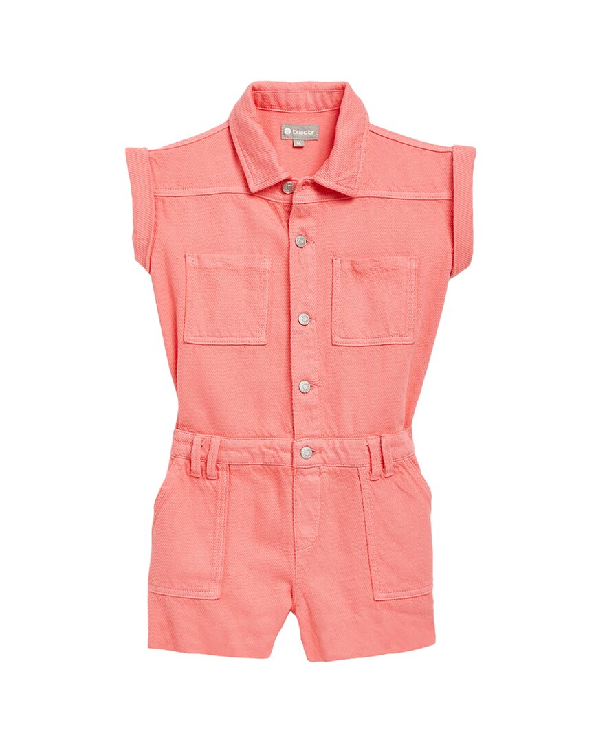 Tractr Jeans Cargo Romper With Patch Pocket