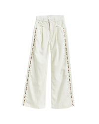 Tractr Jeans Embroidered Side Pleated Leg Pant