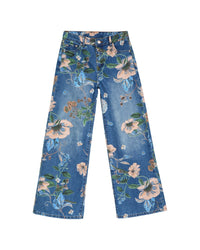 Tractr Jeans Floral Printed Wide Leg Pant