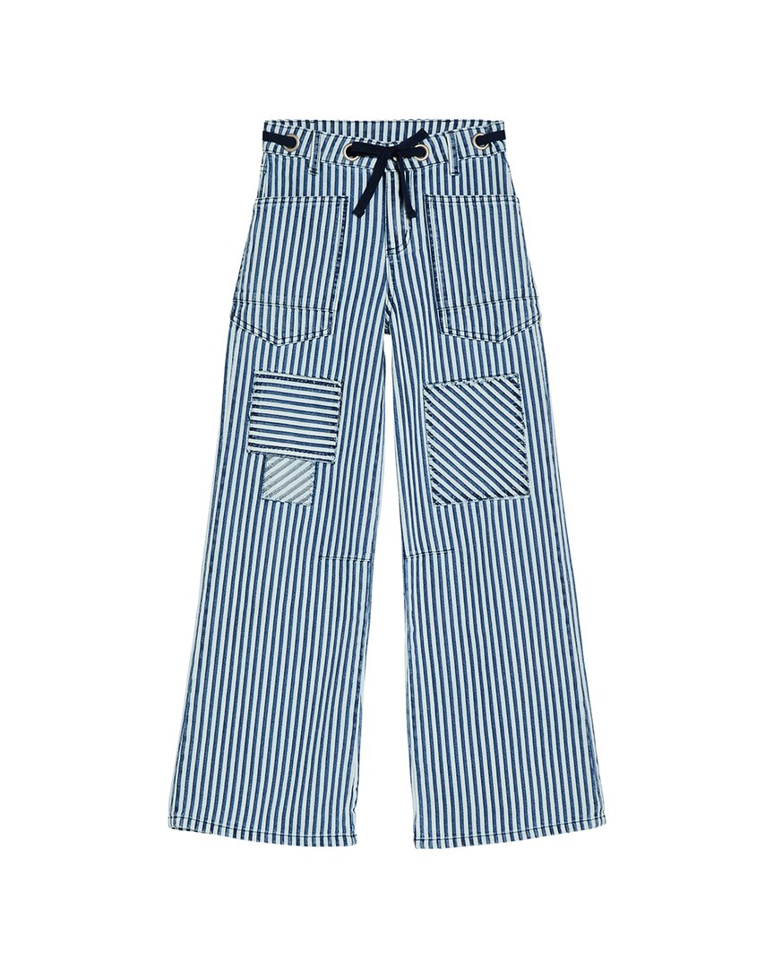Tractr Jeans Grommet Waist Patched Wide Leg Pant