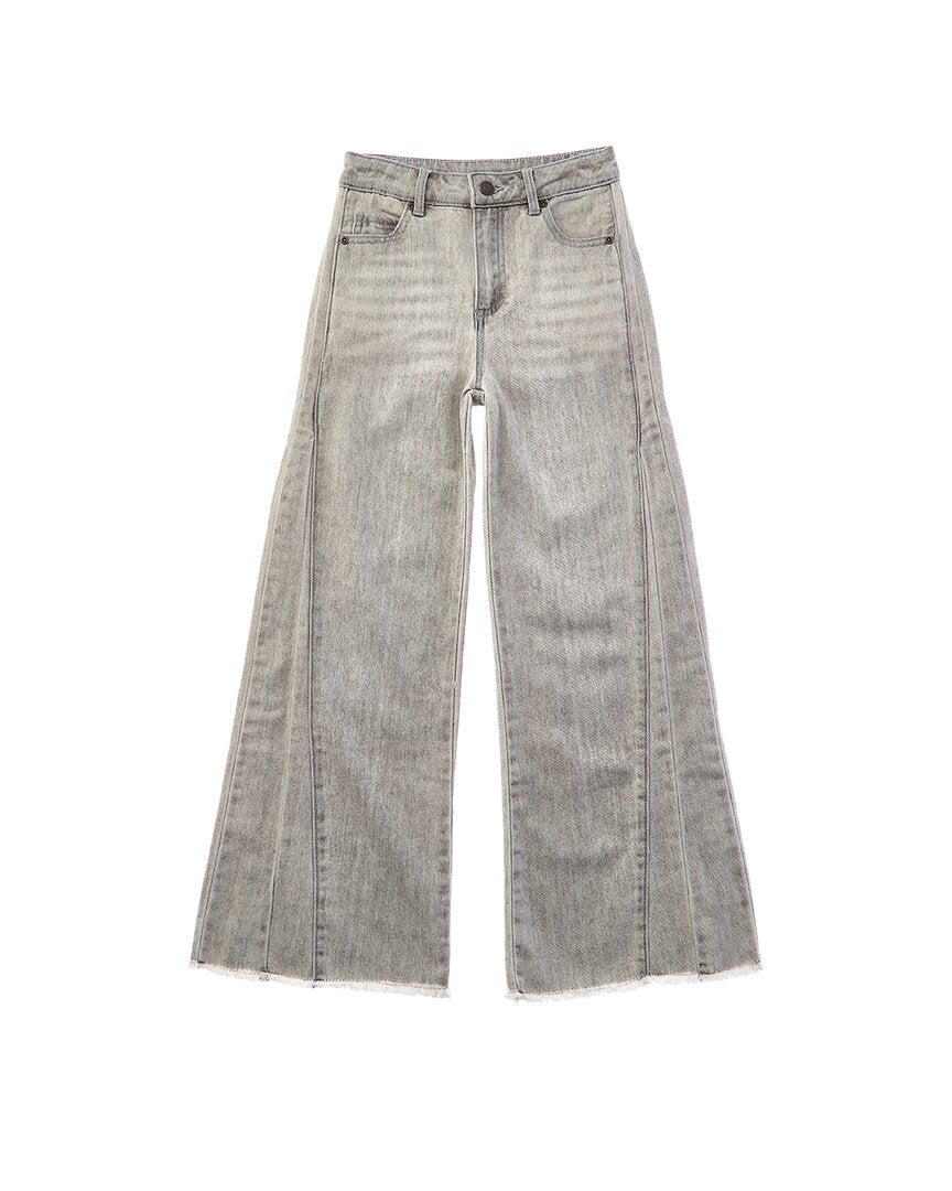 Tractr Tractr Jeans Side Paneled Seam Wide Leg Pant With Fray Hem