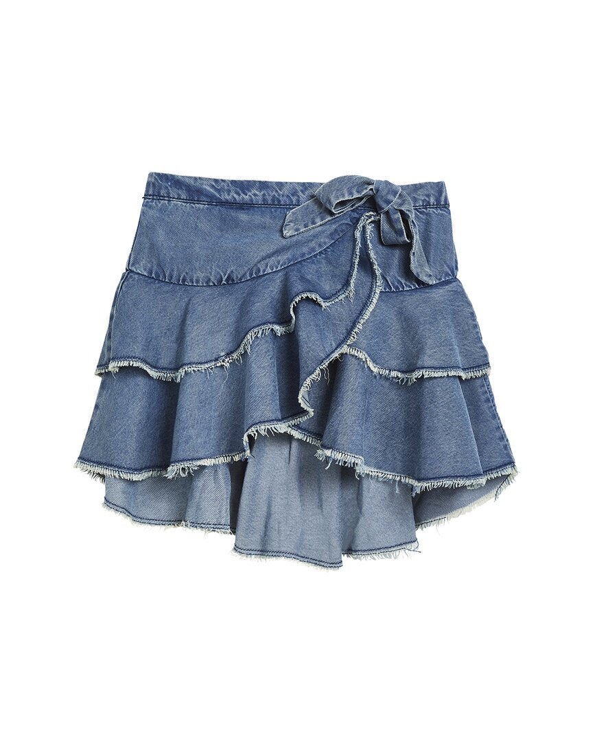 Tractr Jeans Ruffled Tier Self Tie Skirt